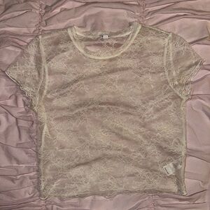 Garage White Lace Cropped Tee